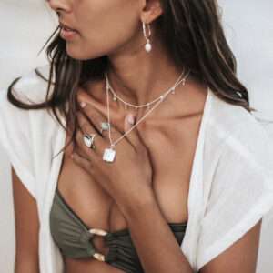 Heels Agency Editor Demi Karan Indigo Jade Jewellery Baroque Pearl Necklace Silver Jewellery