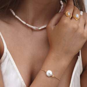 Heels Agency Editor Demi Karan Indigo Jade Jewellery Destiny Baroque Gold Chain Bracelet