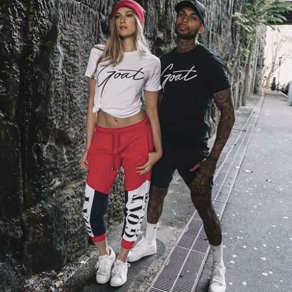 Heels Agency Editor Demi Karan Goat the Label Goat Unisex Signature Tri Panel Unisex Track Pants