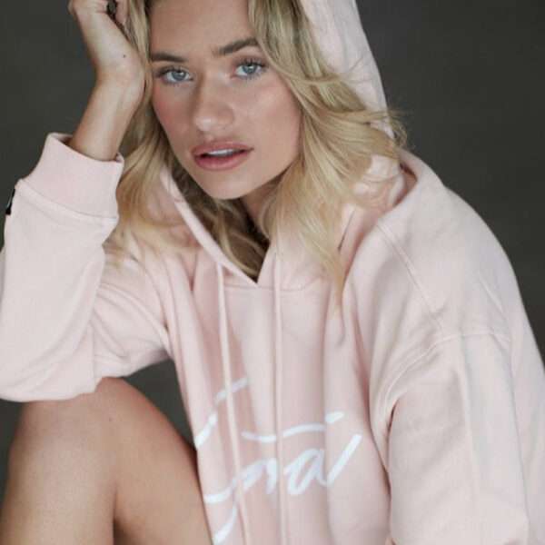 Heels Agency Editor Demi Karan Goat the Label Pink Goat Pink Signature Crop Hoodie