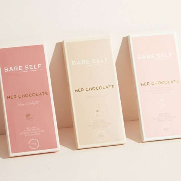 Heels Agency Featuring Bare Self Chocolates for HER women wellness ed-it.co flaunt.media Founder Demi Karan Her Chocolate Salted Caramel